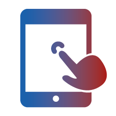 Finger tippt auf Tablet – Symbol für mobile Lösungen oder Benutzerinteraktion